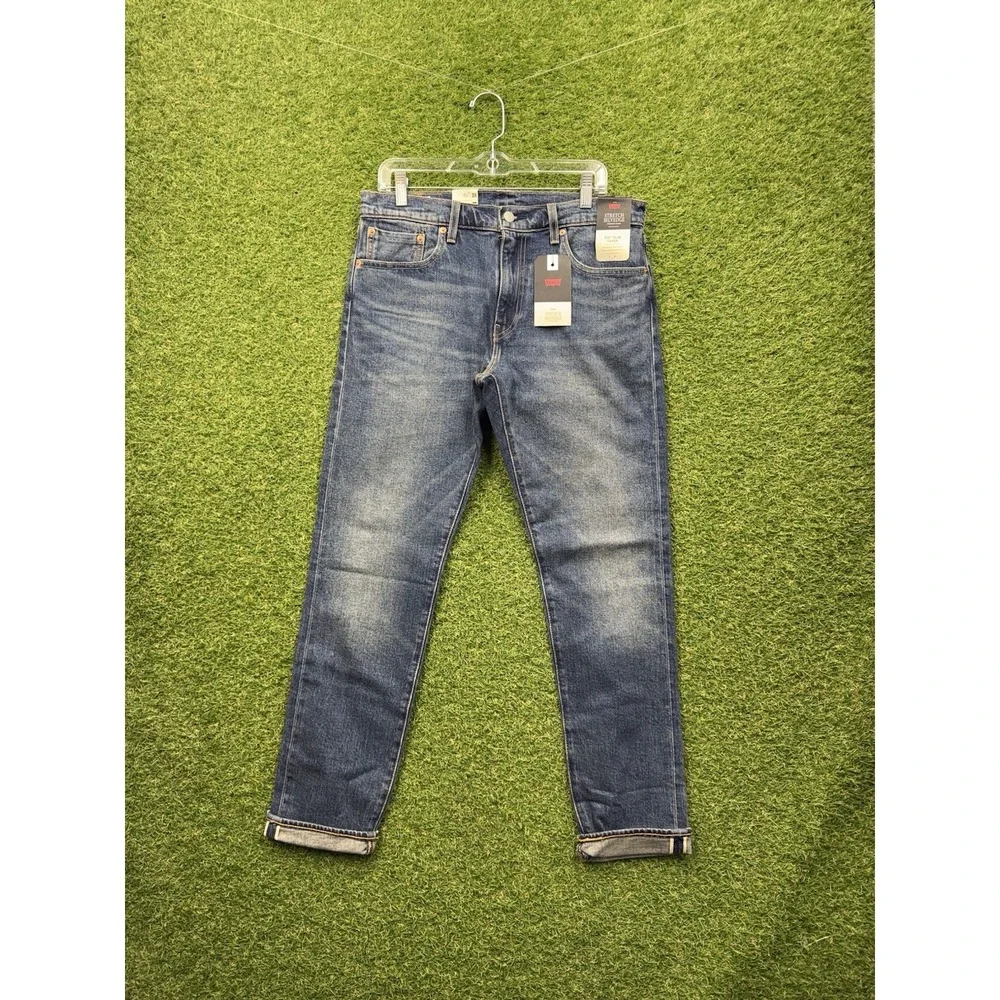 Levis 512 Jeans Mens 33x32 Made Crafted Slim Taper Selvedge Medium Wash Denim